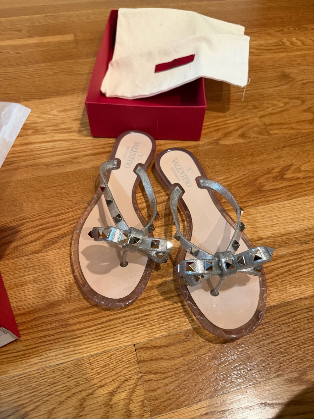Valentino Silver PVC Sandals- gently worn - Picture 2 of 6